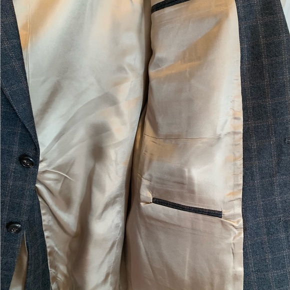 Lands End Lambswool Charcoal Checked Blazer - Picture 7 of 9